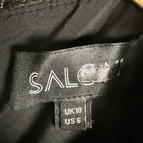 Saloni Andie Black Polka Dot Mesh Short Sleeve Cocktail Midi Dress Size 6 - Picture 15 of 15